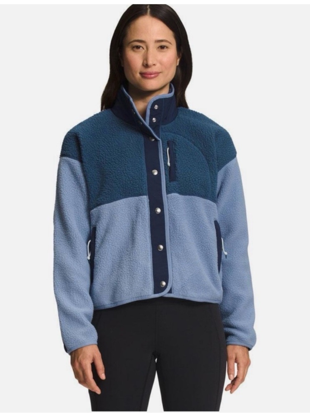 The North Face Cragmont Fleece Snap Teddy Jacket Blue Colorblock XL